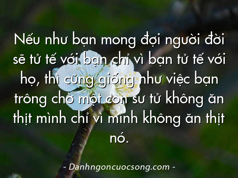 Nếu như bạn mong đợi người đời sẽ tử tế với bạn chỉ vì bạn tử tế với họ, thì cũng giống như việc bạn trông chờ một con sư tử không ăn thịt mình chỉ vì mình không ăn thịt nó.