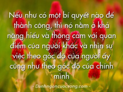 Nếu như có một bí quyết nào để thành công, thì nó nằm ở khả năng hiểu và thông cảm với quan điểm của người khác và nhìn sự việc theo góc độ của người ấy cũng như theo góc độ của chính mình