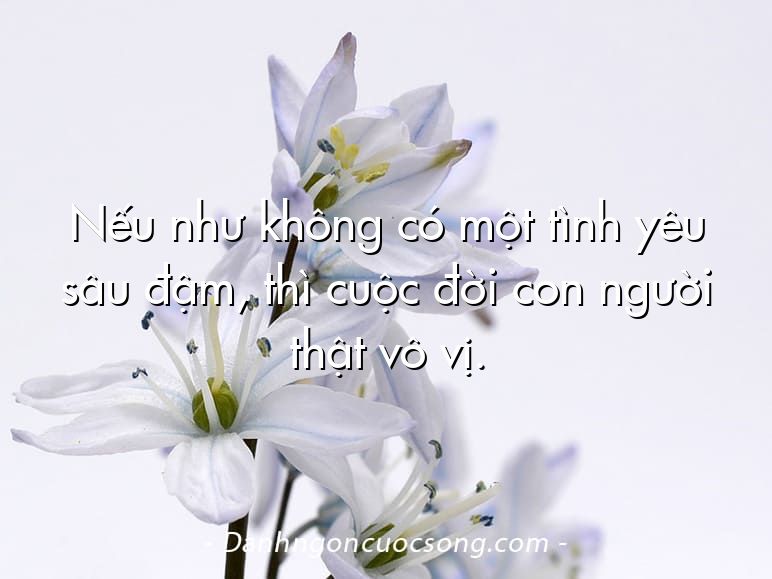 Nếu như không có một tình yêu sâu đậm, thì cuộc đời con người thật vô vị.