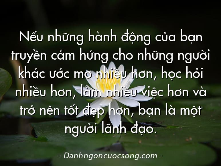 Nếu những hành động của bạn truyền cảm hứng cho những người khác ước mơ nhiều hơn, học hỏi nhiều hơn, làm nhiều việc hơn và trở nên tốt đẹp hơn, bạn là một người lãnh đạo.