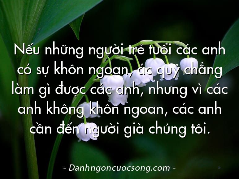 Nếu những người trẻ tuổi các anh có sự khôn ngoan, ác quỷ chẳng làm gì được các anh, nhưng vì các anh không khôn ngoan, các anh cần đến người già chúng tôi.