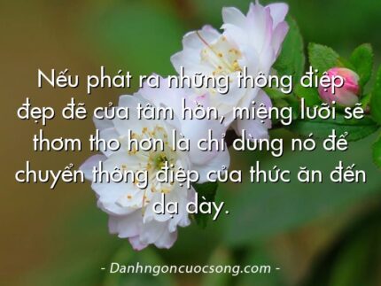 Nếu phát ra những thông điệp đẹp đẽ của tâm hồn, miệng lưỡi sẽ thơm tho hơn là chỉ dùng nó để chuyển thông điệp của thức ăn đến dạ dày.