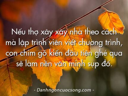 Nếu thợ xây xây nhà theo cách mà lập trình viên viết chương trình, con chim gõ kiến đầu tiên ghé qua sẽ làm nền văn minh sụp đổ.