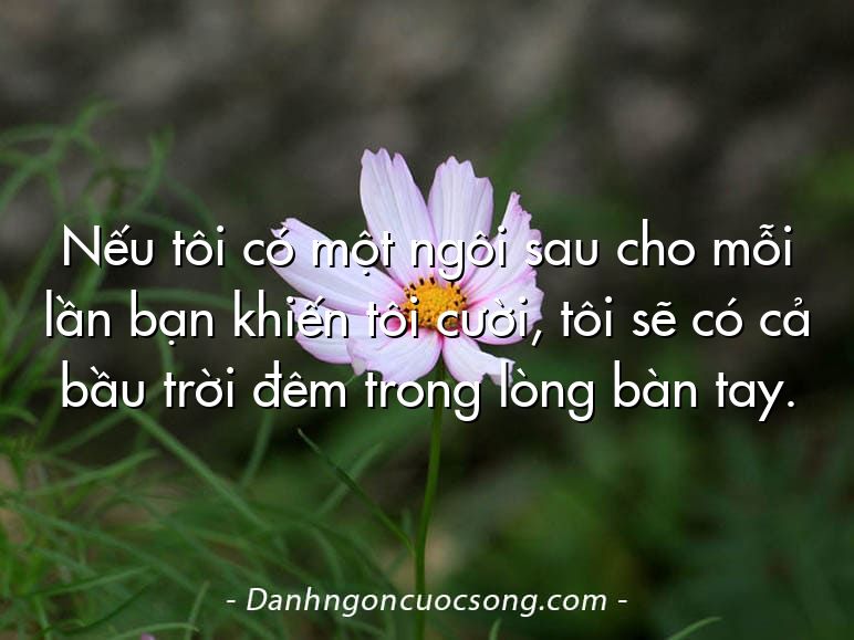 Nếu tôi có một ngôi sau cho mỗi lần bạn khiến tôi cười, tôi sẽ có cả bầu trời đêm trong lòng bàn tay.