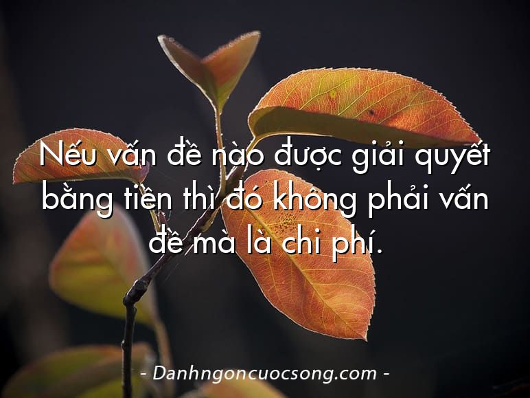 Nếu vấn đề nào được giải quyết bằng tiền thì đó không phải vấn đề mà là chi phí.