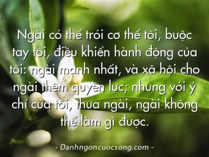 Ngài có thể trói cơ thể tôi, buộc tay tôi, điều khiển hành động của tôi: ngài mạnh nhất, và xã hội cho ngài thêm quyền lực; nhưng với ý chí của tôi, thưa ngài, ngài không thể làm gì được.