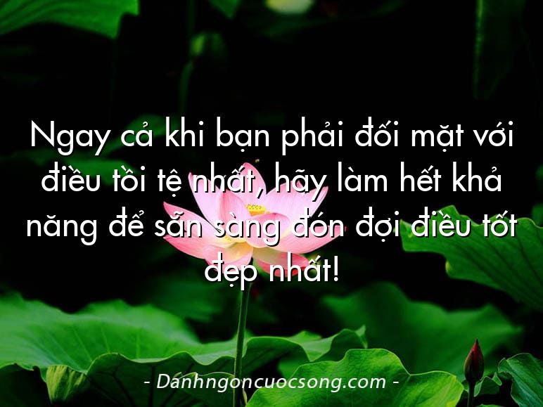 Ngay cả khi bạn phải đối mặt với điều tồi tệ nhất, hãy làm hết khả năng để sẵn sàng đón đợi điều tốt đẹp nhất!