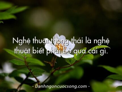 Nghệ thuật thông thái là nghệ thuật biết phải bỏ qua cái gì.