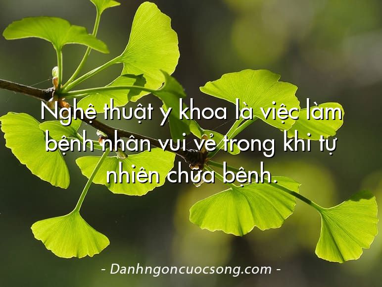 Nghệ thuật y khoa là việc làm bệnh nhân vui vẻ trong khi tự nhiên chữa bệnh.