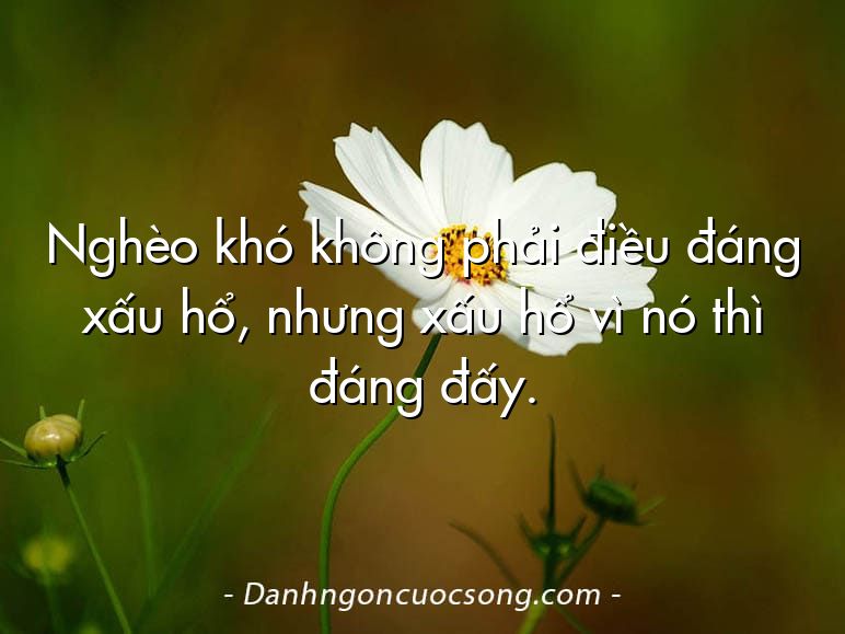 Nghèo khó không phải điều đáng xấu hổ, nhưng xấu hổ vì nó thì đáng đấy.