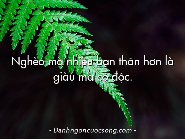 Nghèo mà nhiều bạn thân hơn là giàu mà cô độc.