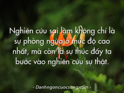 Nghiên cứu sai lầm không chỉ là sự phòng ngừa ở mức độ cao nhất, mà còn là sự thúc đẩy ta bước vào nghiên cứu sự thật.