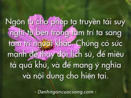 Ngôn từ cho phép ta truyền tải suy nghĩ từ bên trong tâm trí ta sang tâm trí người khác. Chúng có sức mạnh để thay đổi lịch sử, để miêu tả quá khứ, và để mang ý nghĩa và nội dung cho hiện tại.