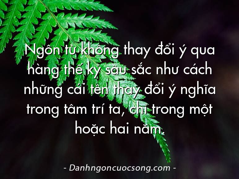 Ngôn từ không thay đổi ý qua hàng thế kỷ sâu sắc như cách những cái tên thay đổi ý nghĩa trong tâm trí ta, chỉ trong một hoặc hai năm.