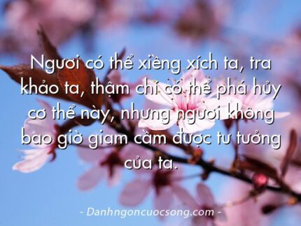 Ngươi có thể xiềng xích ta, tra khảo ta, thậm chí có thể phá hủy cơ thể này, nhưng ngươi không bao giờ giam cầm được tư tưởng của ta.