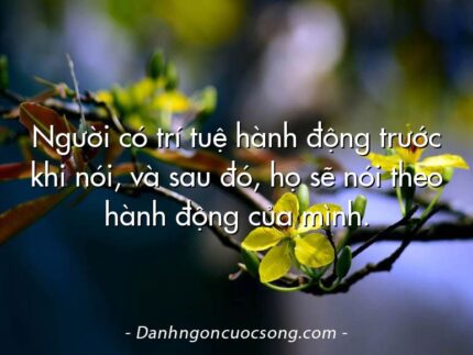 Người có trí tuệ hành động trước khi nói, và sau đó, họ sẽ nói theo hành động của mình.