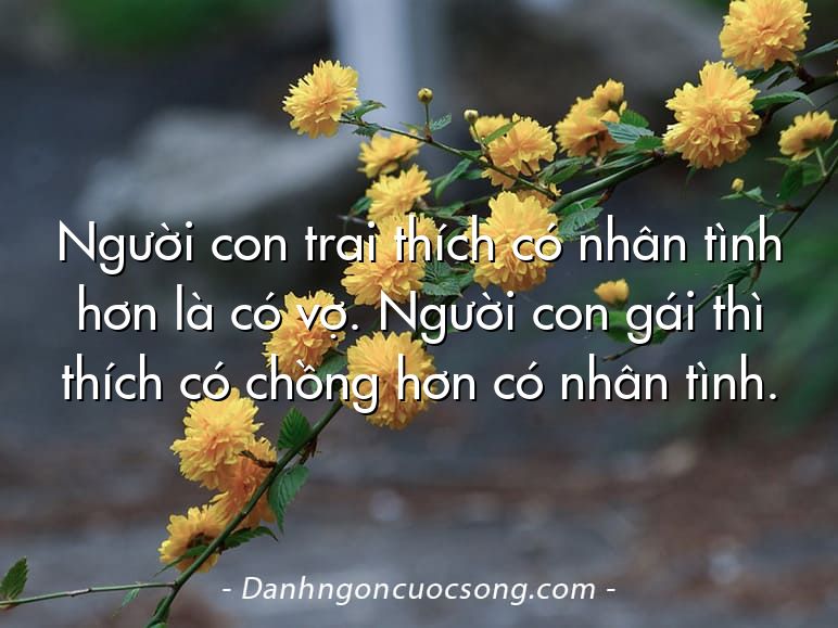 Người con trai thích có nhân tình hơn là có vợ. Người con gái thì thích có chồng hơn có nhân tình.