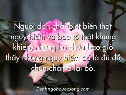 Người dân chài biết biển thật nguy hiểm và bão tố thật khủng khiếp, nhưng họ chưa bao giờ thấy những nguy hiểm đó là đủ để chùn chân ở lại bờ.