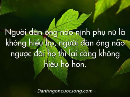 Người đàn ông nào nịnh phụ nữ là không hiểu họ, người đàn ông nào ngược đãi họ thì lại càng không hiểu họ hơn.