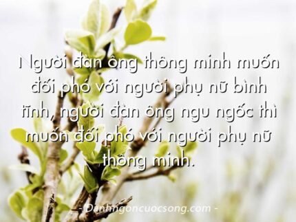Người đàn ông thông minh muốn đối phó với người phụ nữ bình tĩnh, người đàn ông ngu ngốc thì muốn đối phó với người phụ nữ thông minh.