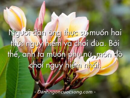 Người đàn ông thực sự muốn hai thứ: nguy hiểm và chơi đùa. Bởi thế, anh ta muốn phụ nữ, món đồ chơi nguy hiểm nhất.