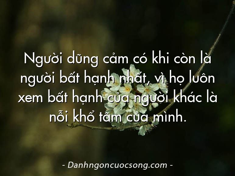 Người dũng cảm có khi còn là người bất hạnh nhất, vì họ luôn xem bất hạnh của người khác là nỗi khổ tâm của mình.