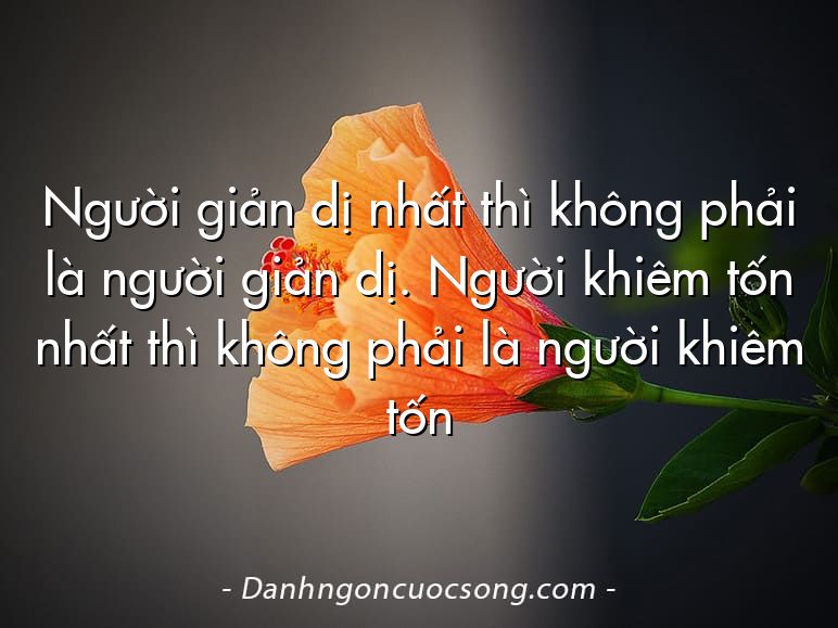 Người giản dị nhất thì không phải là người giản dị. Người khiêm tốn nhất thì không phải là người khiêm tốn