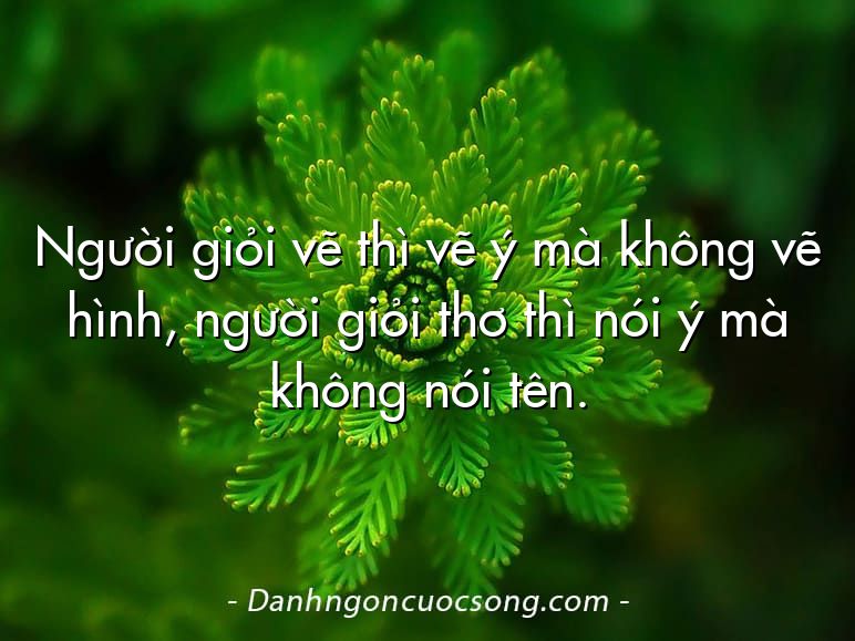 Người giỏi vẽ thì vẽ ý mà không vẽ hình, người giỏi thơ thì nói ý mà không nói tên.