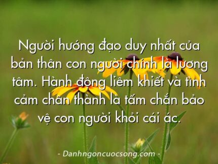 Người hướng đạo duy nhất của bản thân con người chính là lương tâm. Hành động liêm khiết và tình cảm chân thành là tấm chắn bảo vệ con người khỏi cái ác.