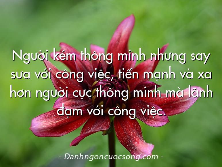Người kém thông minh nhưng say sưa với công việc, tiến mạnh và xa hơn người cực thông minh mà lãnh đạm với công việc.