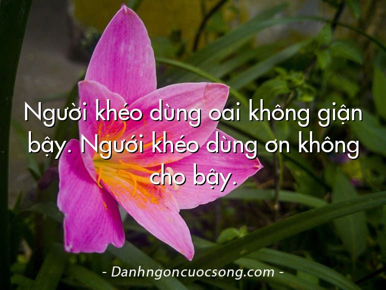 Người khéo dùng oai không giận bậy. Ngưới khéo dùng ơn không cho bậy.