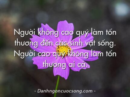 Người không cao quý làm tổn thương đến các sinh vật sống. Người cao quý không làm tổn thương ai cả.