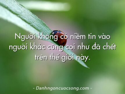 Người không có niềm tin vào người khác cũng coi như đã chết trên thế giới này.