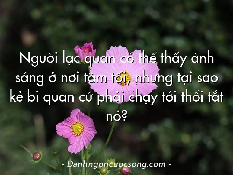 Người lạc quan có thể thấy ánh sáng ở nơi tăm tối, nhưng tại sao kẻ bi quan cứ phải chạy tới thổi tắt nó?