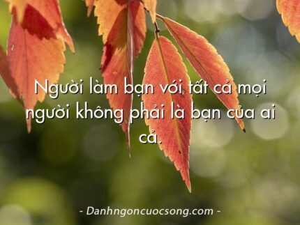 Người làm bạn với tất cả mọi người không phải là bạn của ai cả.
