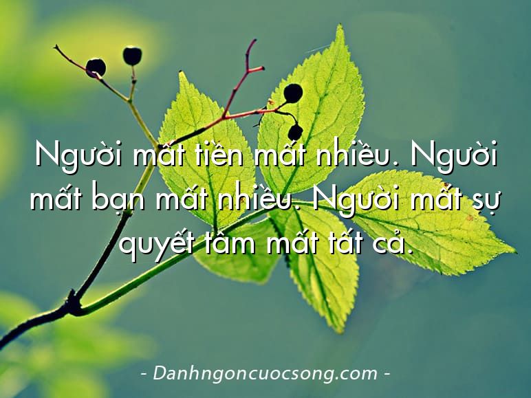 Người mất tiền mất nhiều. Người mất bạn mất nhiều. Người mất sự quyết tâm mất tất cả.