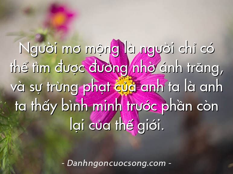 Người mơ mộng là người chỉ có thể tìm được đường nhờ ánh trăng, và sự trừng phạt của anh ta là anh ta thấy bình minh trước phần còn lại của thế giới.