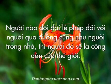 Người nào đối đãi lễ phép đối với người qua đường cũng như người trong nhà, thì người đó sẽ là công dân của thế giới.