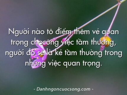 Người nào tô điểm thêm vẻ quan trọng chocông việc tầm thường, người đó sẽ là kẻ tầm thường trong những việc quan trọng.