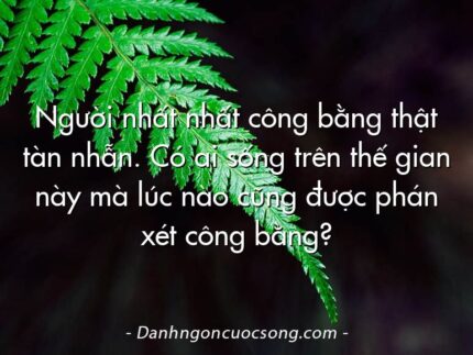 Người nhất nhất công bằng thật tàn nhẫn. Có ai sống trên thế gian này mà lúc nào cũng được phán xét công bằng?