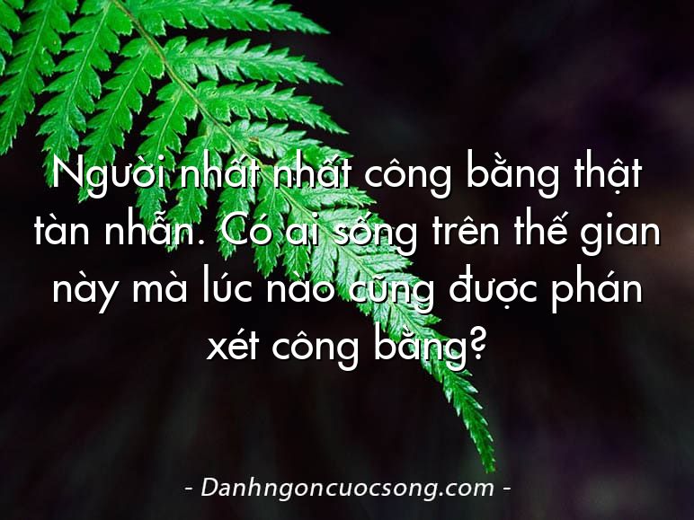 Người nhất nhất công bằng thật tàn nhẫn. Có ai sống trên thế gian này mà lúc nào cũng được phán xét công bằng?