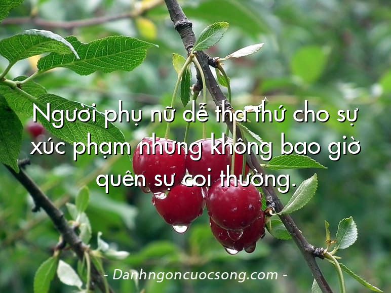Người phụ nữ dễ tha thứ cho sự xúc phạm nhưng không bao giờ quên sự coi thường.