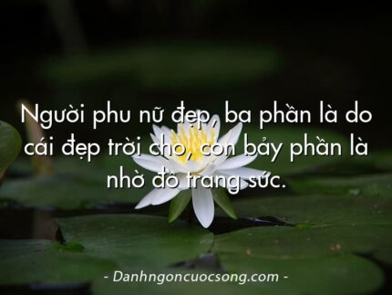Người phu nữ đẹp, ba phần là do cái đẹp trời cho, còn bảy phần là nhờ đồ trang sức.