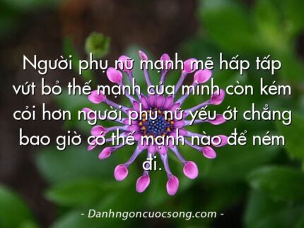 Người phụ nữ mạnh mẽ hấp tấp vứt bỏ thế mạnh của mình còn kém cỏi hơn người phụ nữ yếu ớt chẳng bao giờ có thế mạnh nào để ném đi.