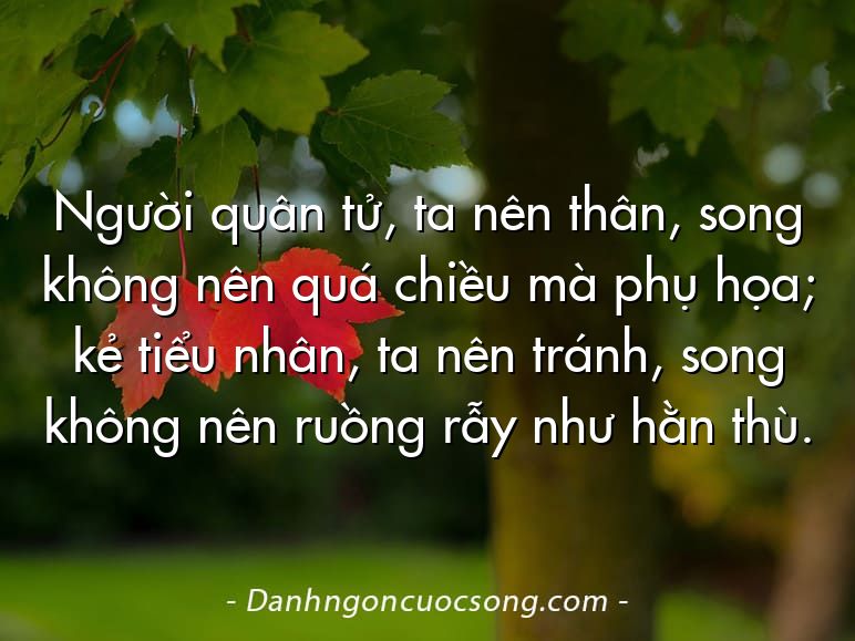 Người quân tử, ta nên thân, song không nên quá chiều mà phụ họa; kẻ tiểu nhân, ta nên tránh, song không nên ruồng rẫy như hằn thù.
