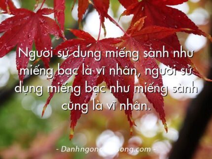 Người sử dụng miếng sành như miếng bạc là vĩ nhân, người sử dụng miếng bạc như miếng sành cũng là vĩ nhân.