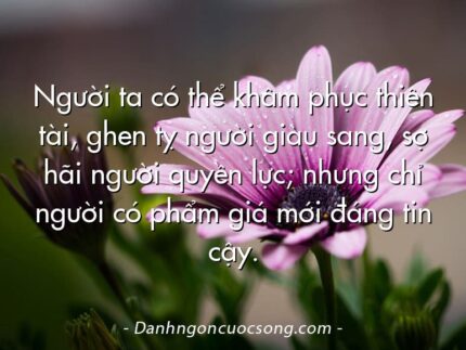 Người ta có thể khâm phục thiên tài, ghen tỵ người giàu sang, sợ hãi người quyền lực; nhưng chỉ người có phẩm giá mới đáng tin cậy.