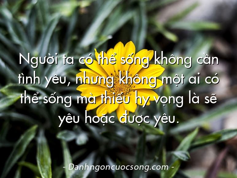 Người ta có thể sống không cần tình yêu, nhưng không một ai có thể sống mà thiếu hy vọng là sẽ yêu hoặc được yêu.