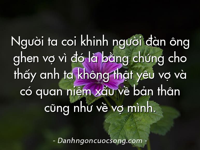 Người ta coi khinh người đàn ông ghen vợ vì đó là bằng chứng cho thấy anh ta không thật yêu vợ và có quan niệm xấu về bản thân cũng như về vợ mình.