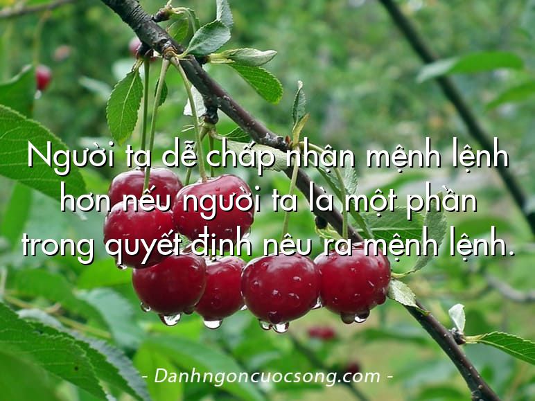 Người ta dễ chấp nhận mệnh lệnh hơn nếu người ta là một phần trong quyết định nêu ra mệnh lệnh.